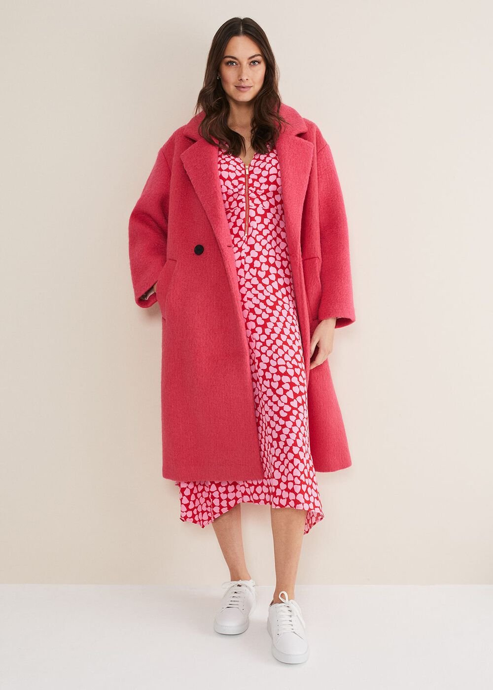 Darcie Heart Midi Dress Pink/Red