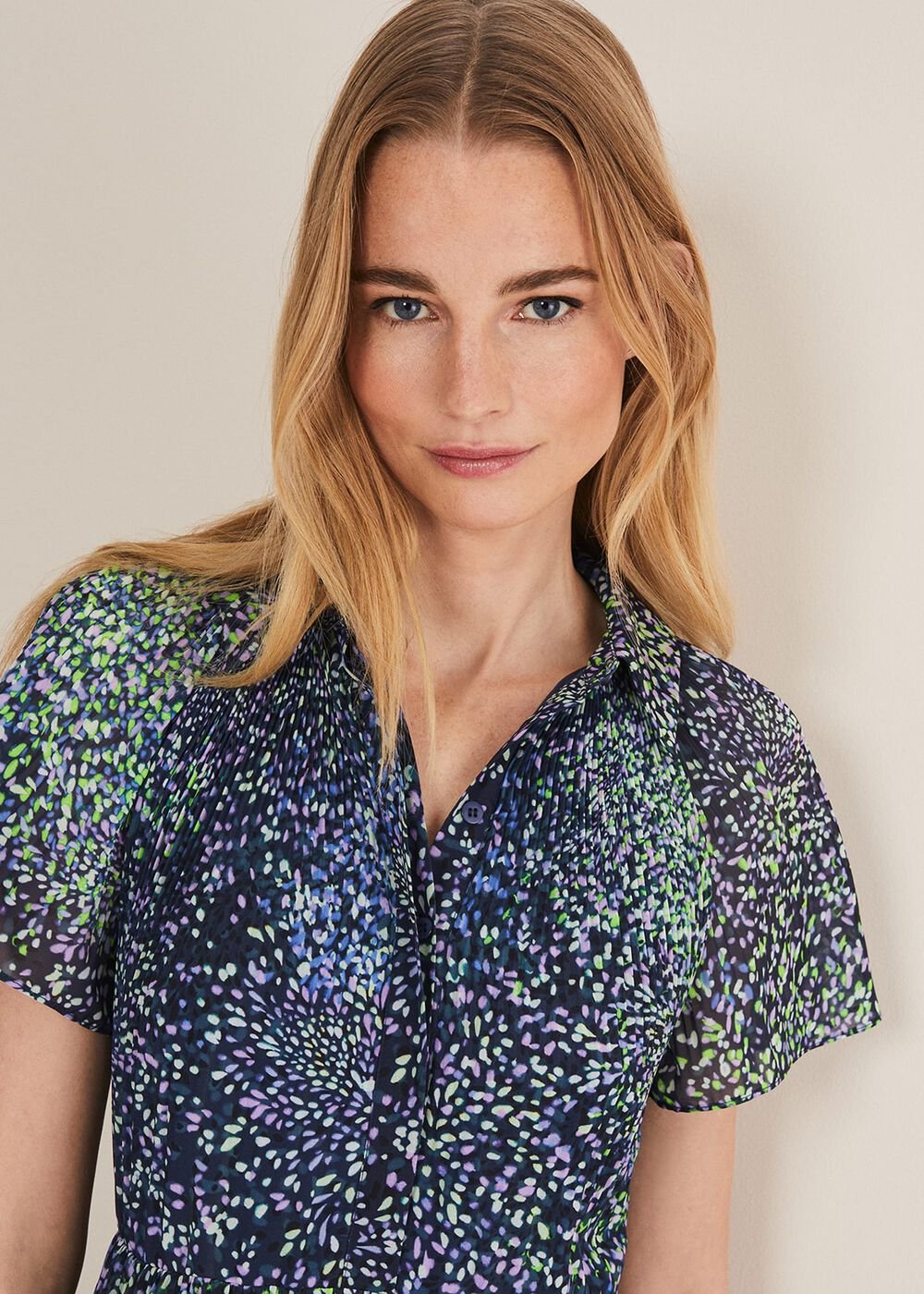 Navy Ditzy Print Wrap Midi Dress Navy/Multi