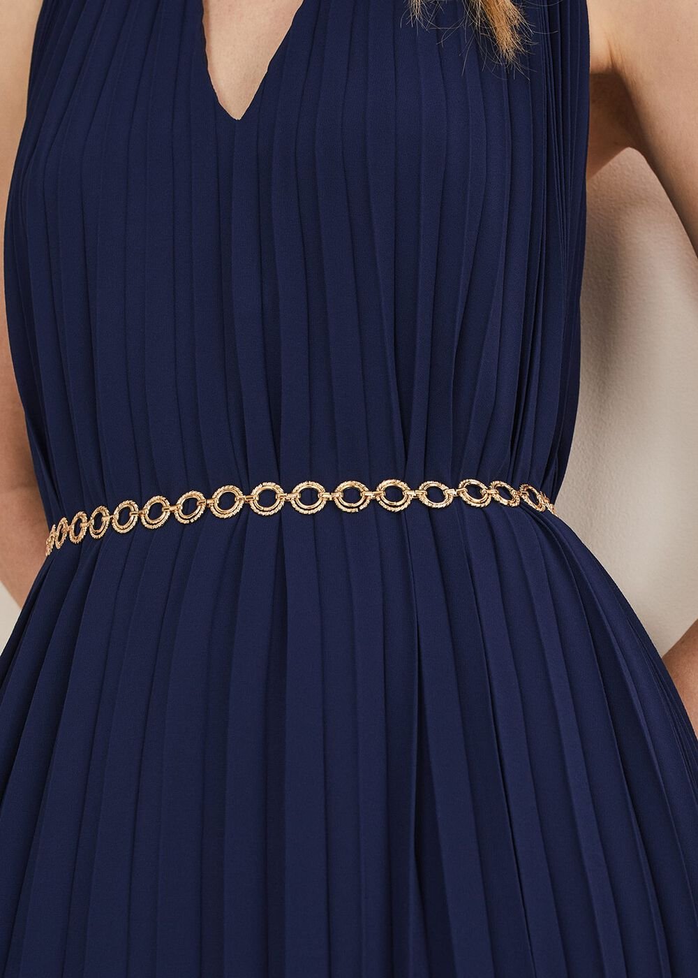 Tabitha Pleated Midi Dress French Navy