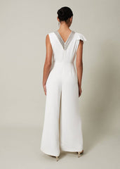 Alexis White Beaded Jumpsuit White