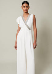 Alexis White Beaded Jumpsuit White