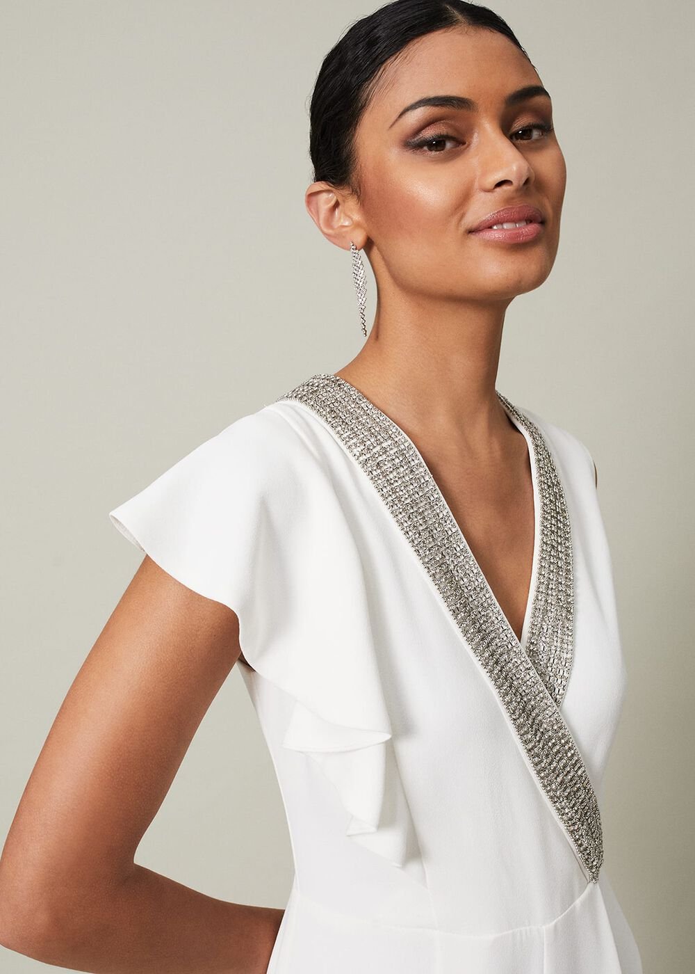 Alexis White Beaded Jumpsuit White