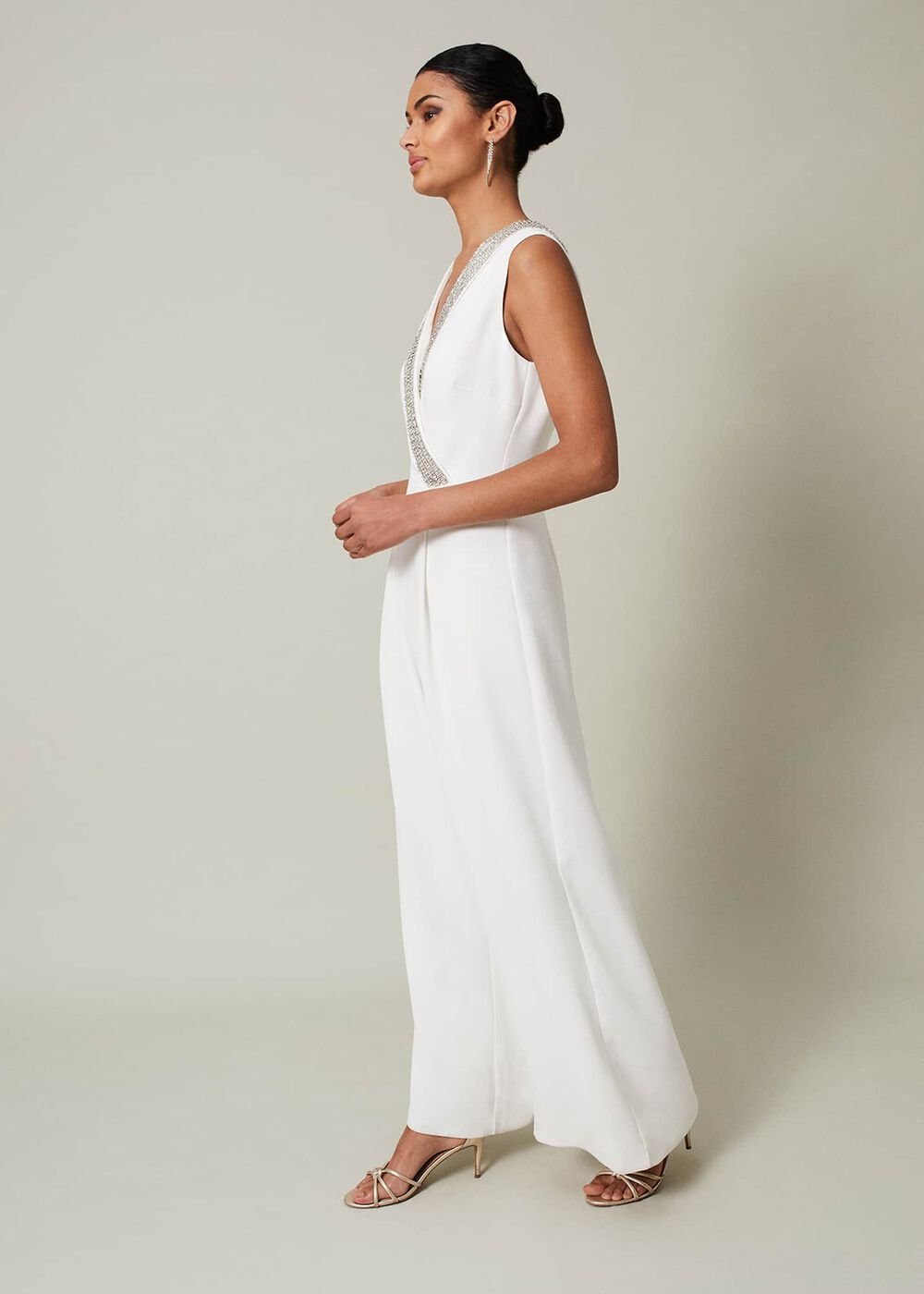 Alexis White Beaded Jumpsuit White