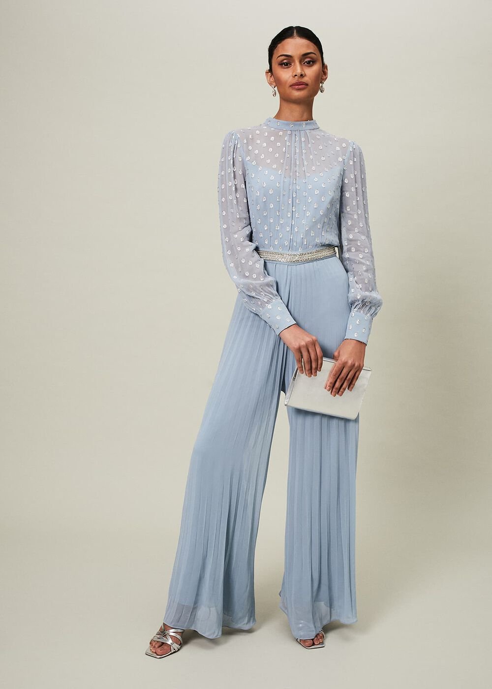 Charley Pleated Jumpsuit Soft Blue