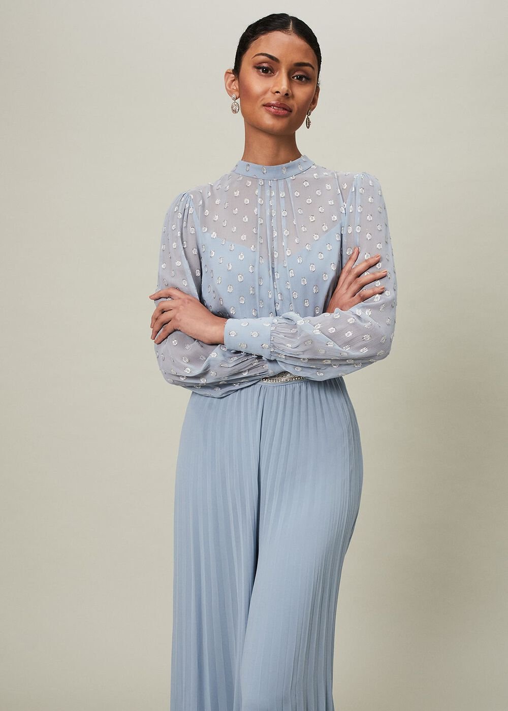 Charley Pleated Jumpsuit Soft Blue
