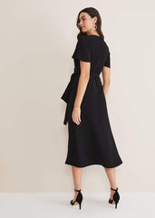 Black Asymmetric Wrap Dress Black