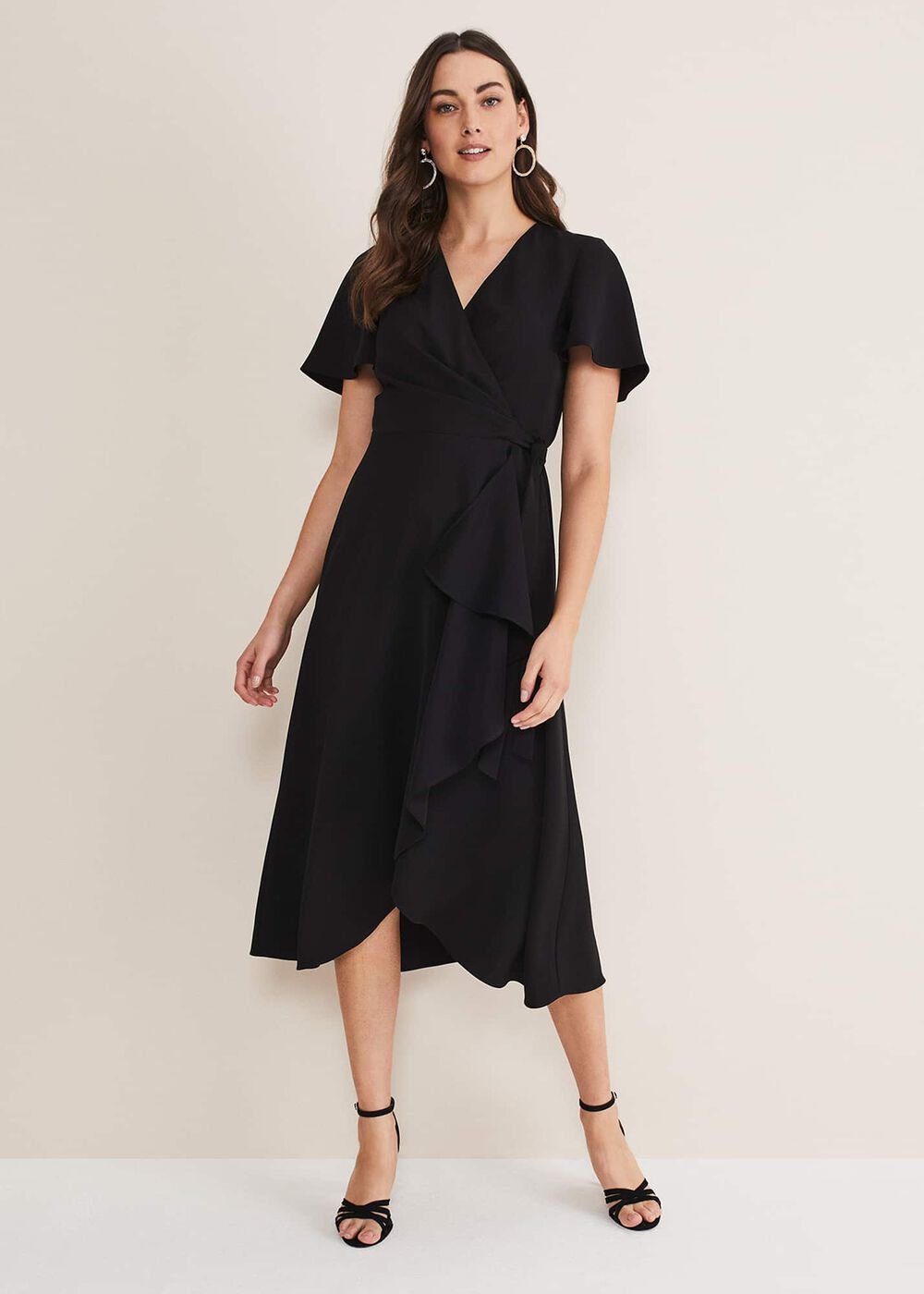 Black Asymmetric Wrap Dress Black