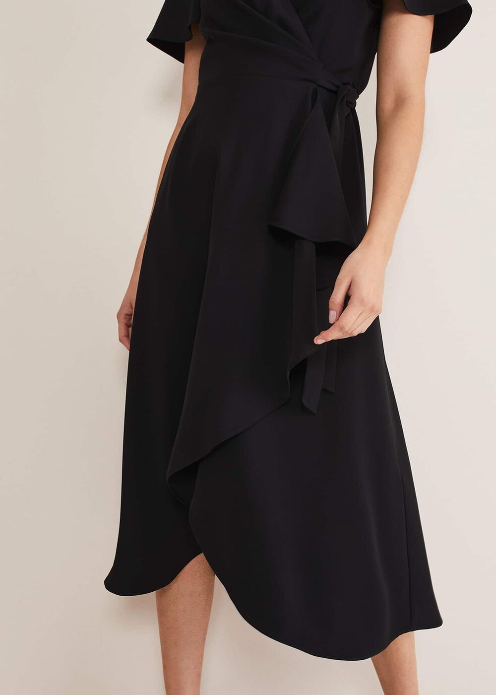 Black Asymmetric Wrap Dress Black