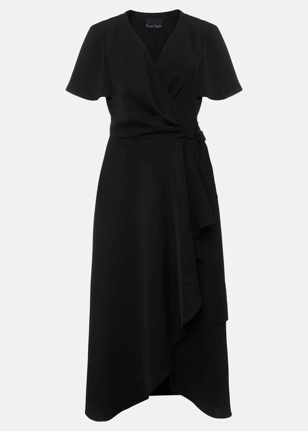 Black Asymmetric Wrap Dress Black