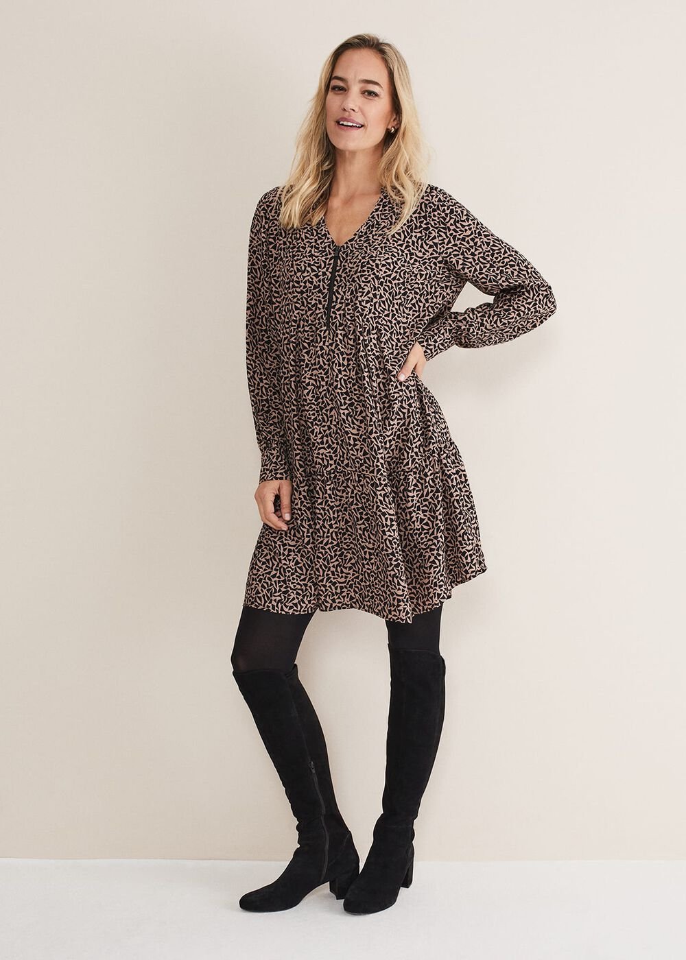 Penele Zip Dress Black/Stone