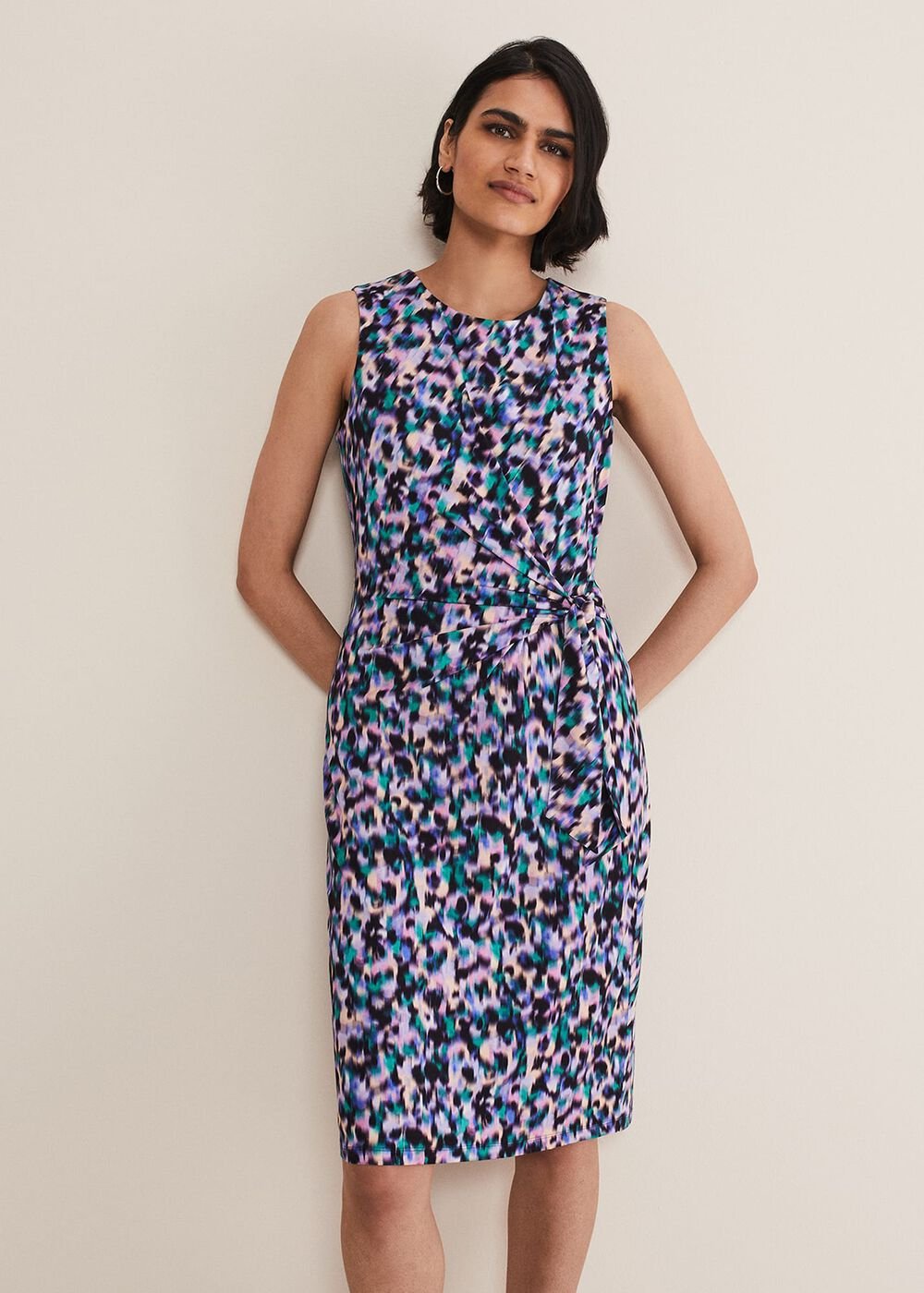 Sasha Side Tie Jersey Dress Multi-Coloured