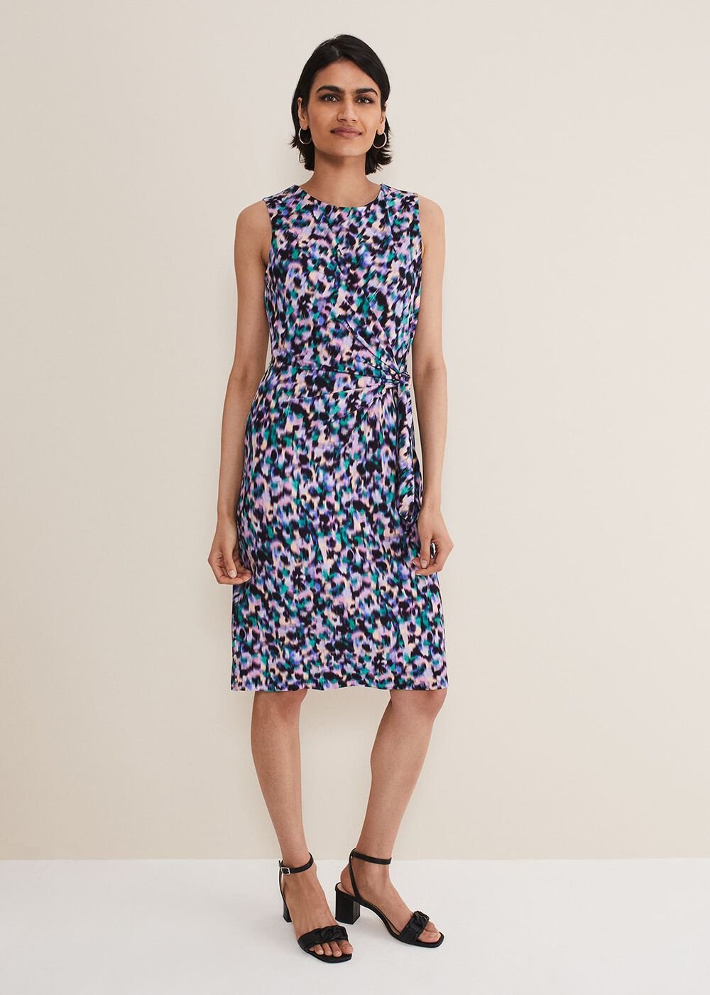 Sasha Side Tie Jersey Dress Multi-Coloured
