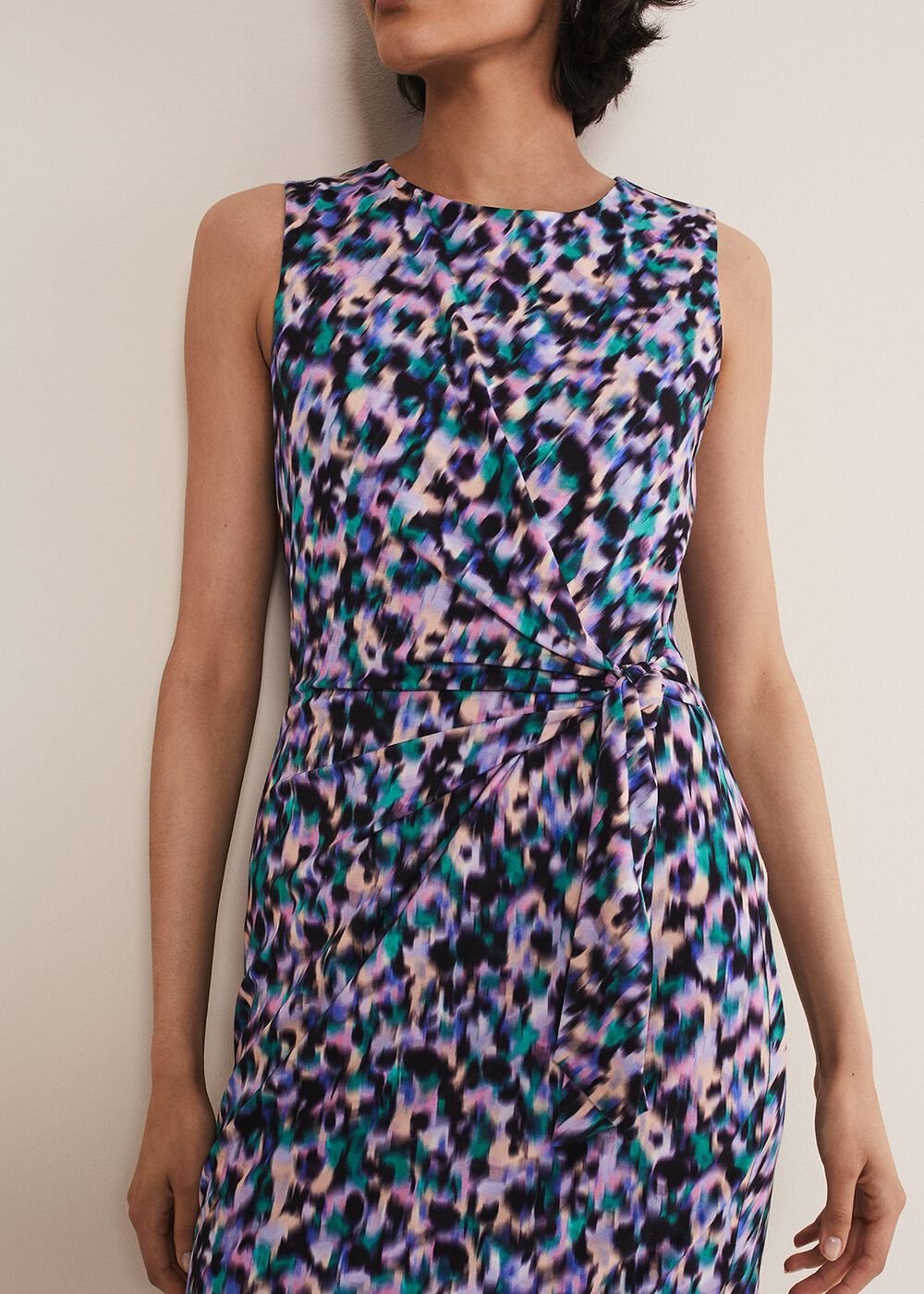 Sasha Side Tie Jersey Dress Multi-Coloured