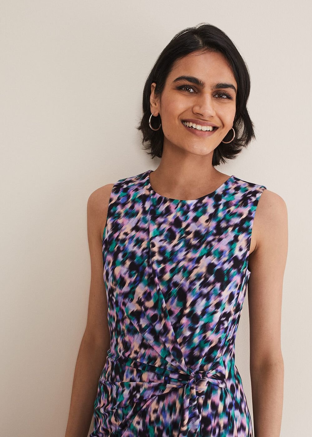 Sasha Side Tie Jersey Dress Multi-Coloured