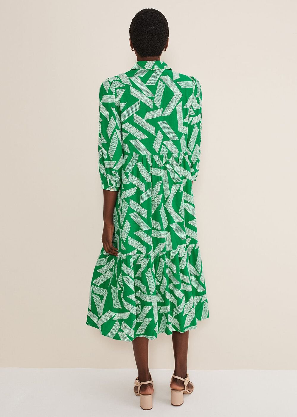 Penele Abstract Midi Dress Green