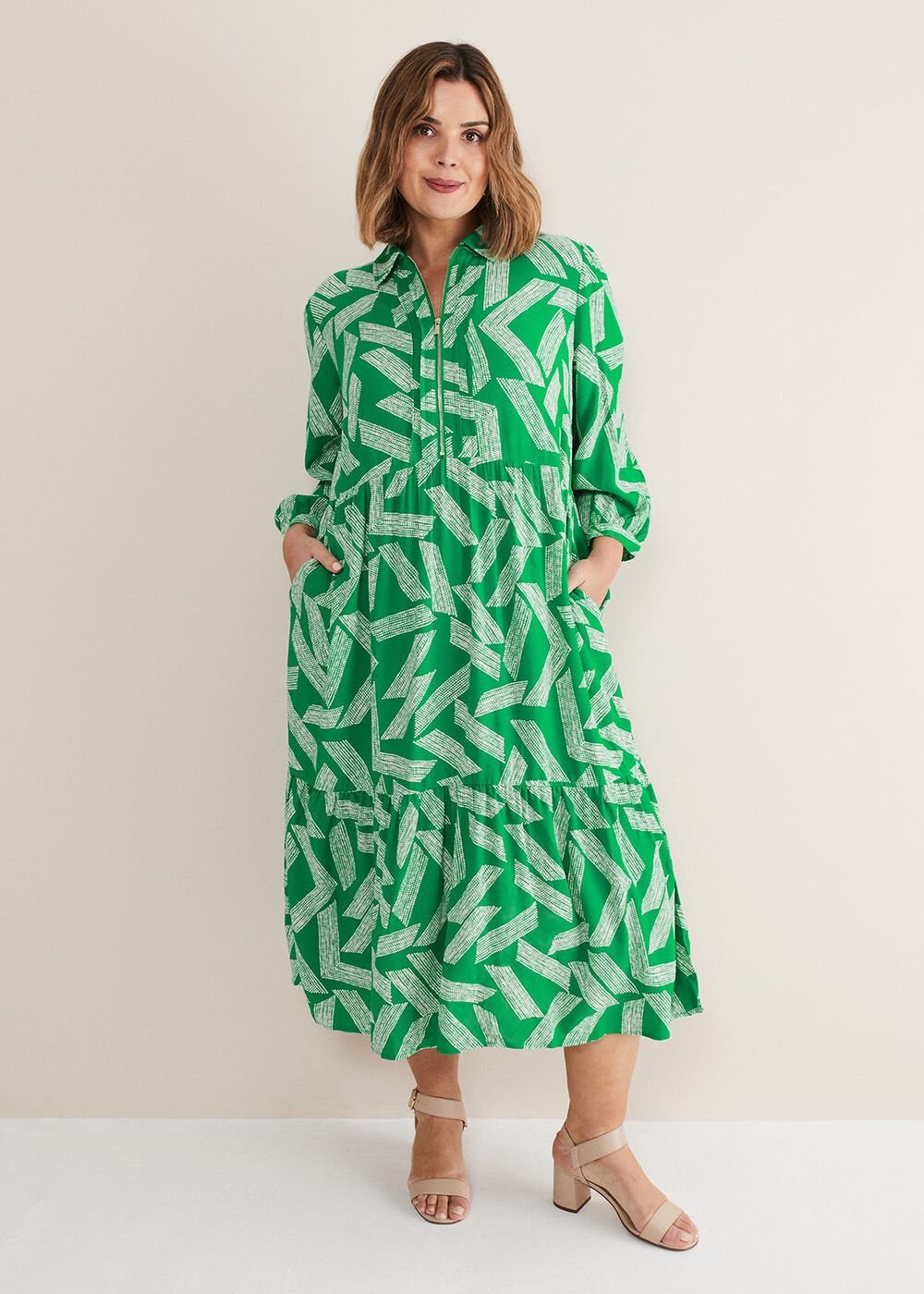 Penele Abstract Midi Dress Green
