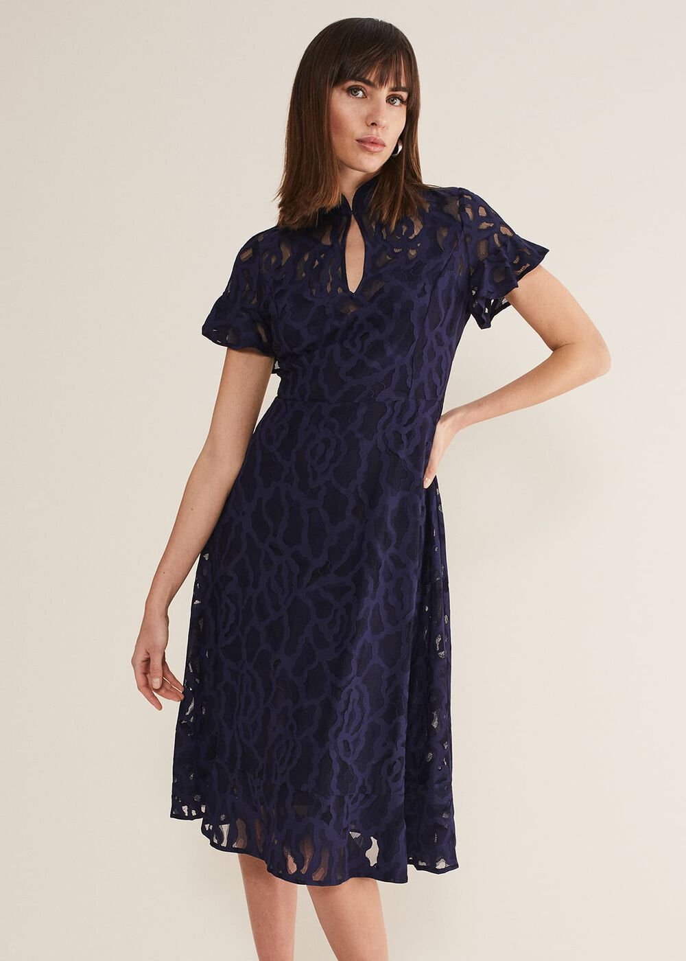 Lulu Lace Midi Dress Navy