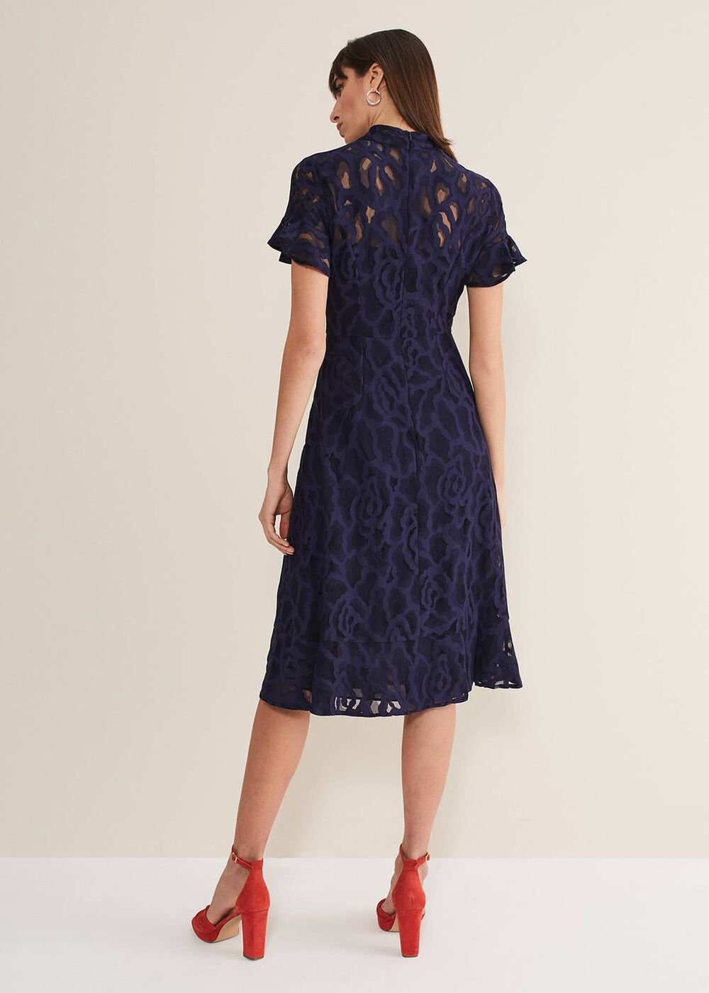 Lulu Lace Midi Dress Navy