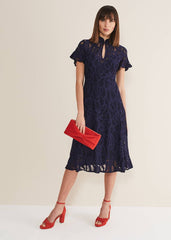 Lulu Lace Midi Dress Navy