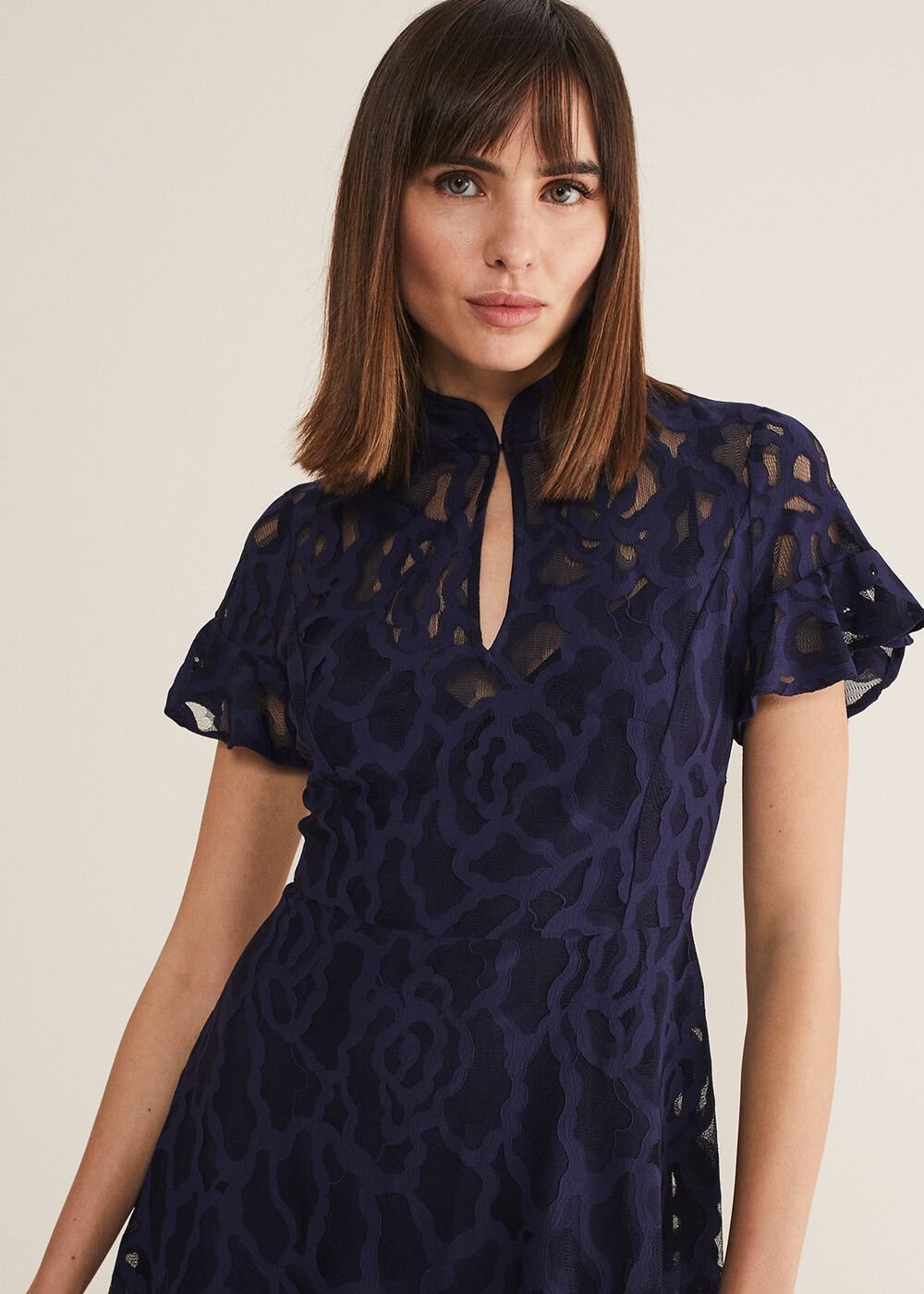 Lulu Lace Midi Dress Navy