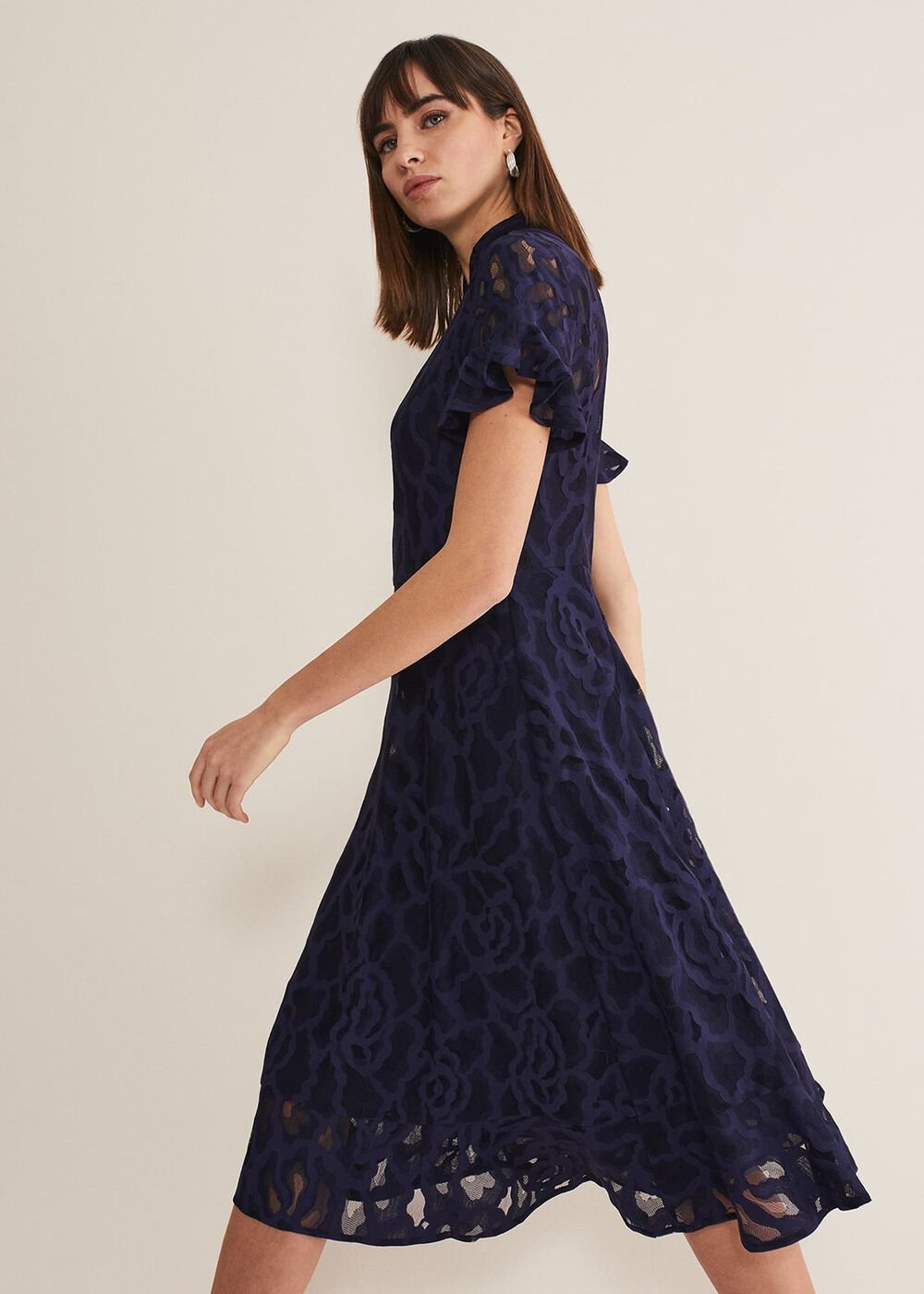 Lulu Lace Midi Dress Navy