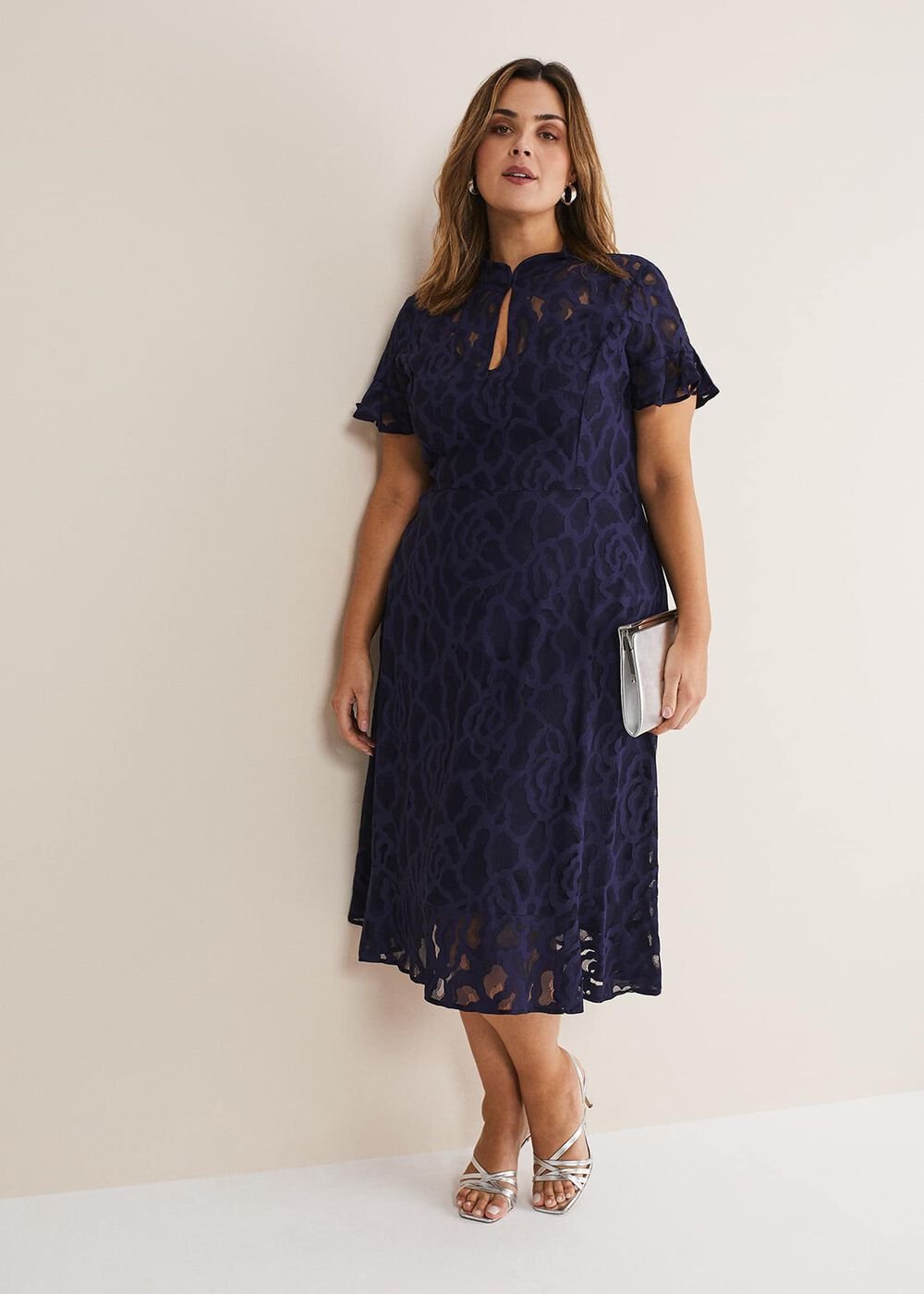 Lulu Lace Midi Dress Navy