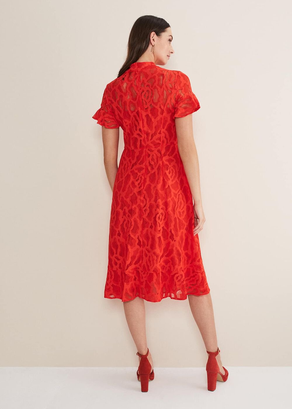 Lulu Lace Midi Dress Fire
