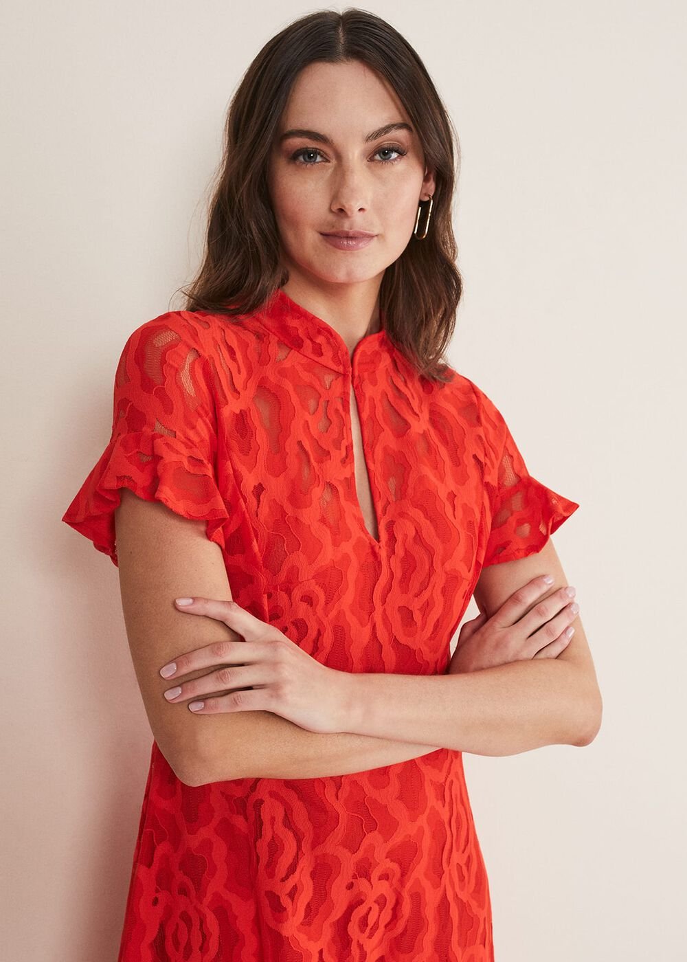 Lulu Lace Midi Dress Fire