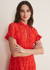 Lulu Lace Midi Dress Fire