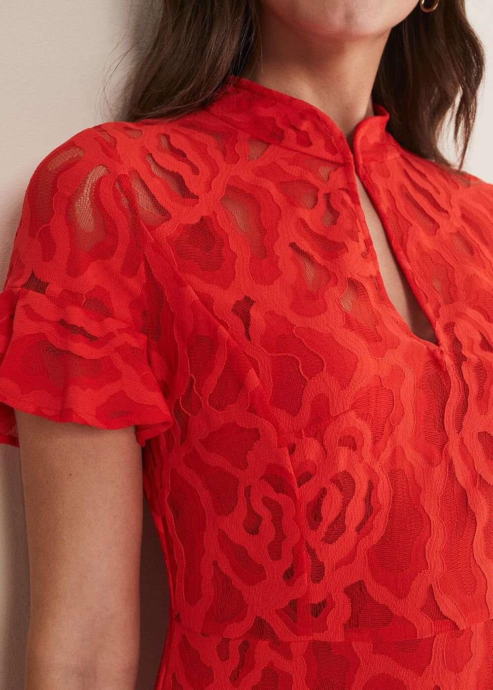 Lulu Lace Midi Dress Fire