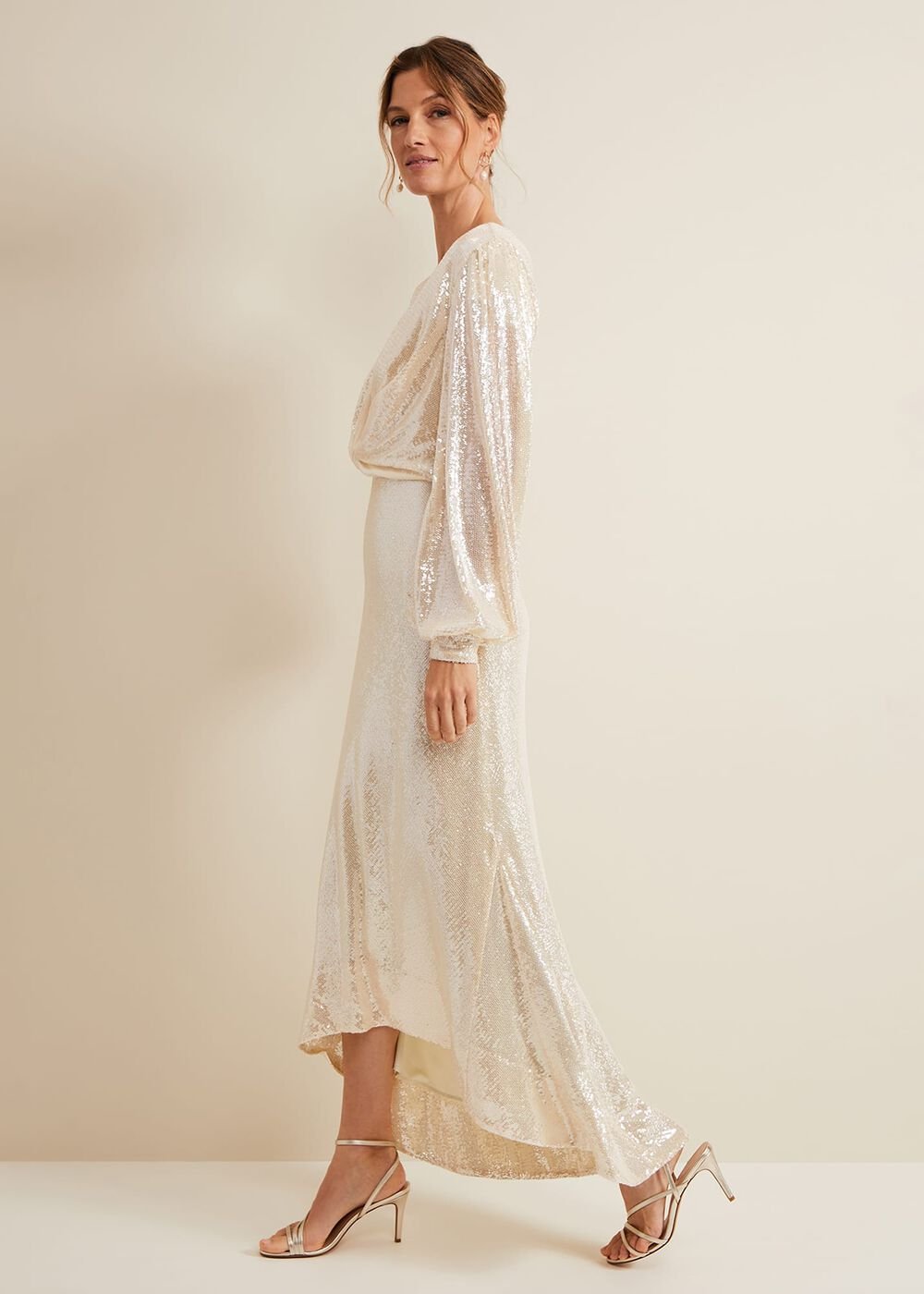 Jamila Sequin Overlay Maxi Dress Oyster