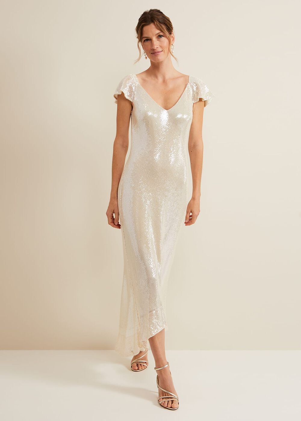 Jamila Sequin Overlay Maxi Dress Oyster