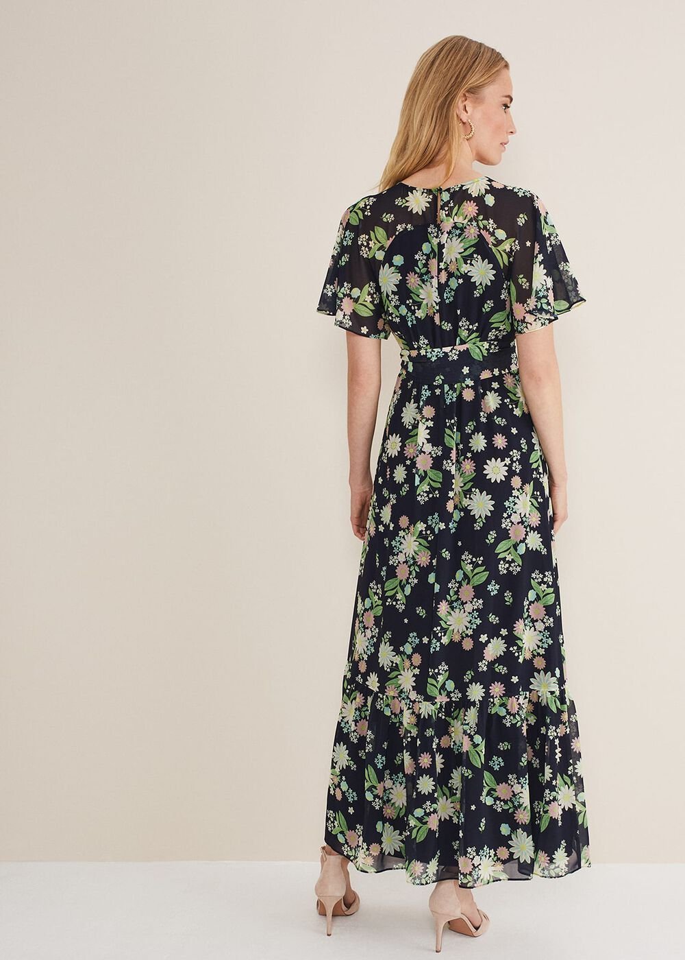 Georgie Floral Tiered Maxi Dress Navy/Multi