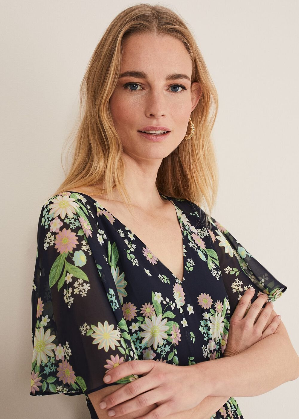 Georgie Floral Tiered Maxi Dress Navy/Multi