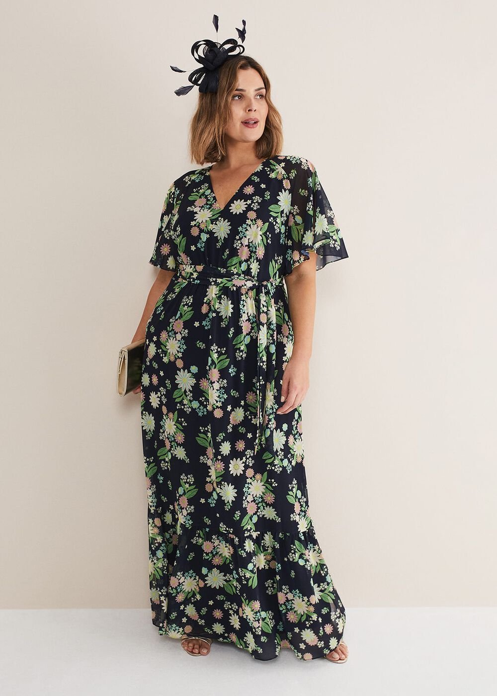 Georgie Floral Tiered Maxi Dress Navy/Multi