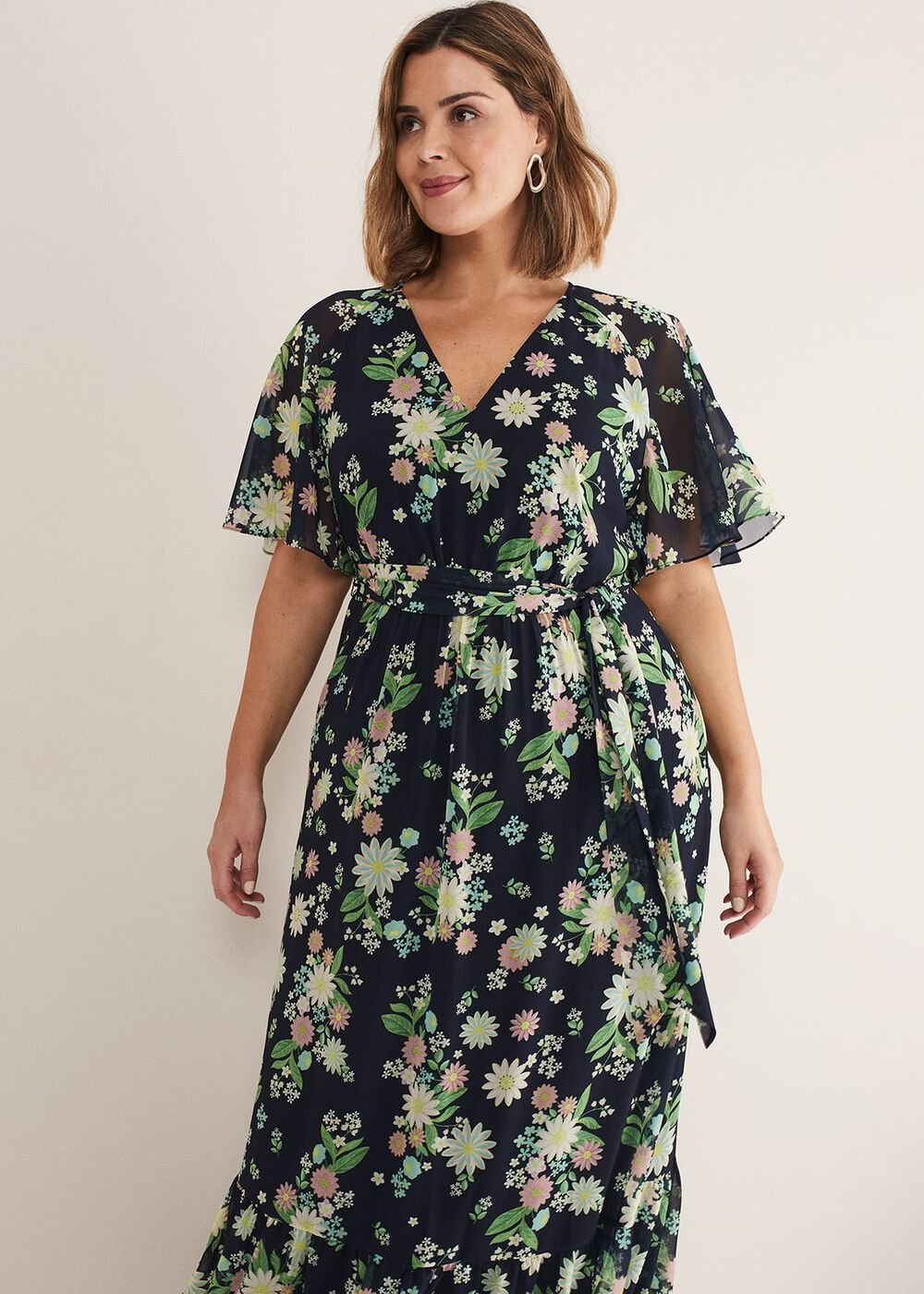 Georgie Floral Tiered Maxi Dress Navy/Multi