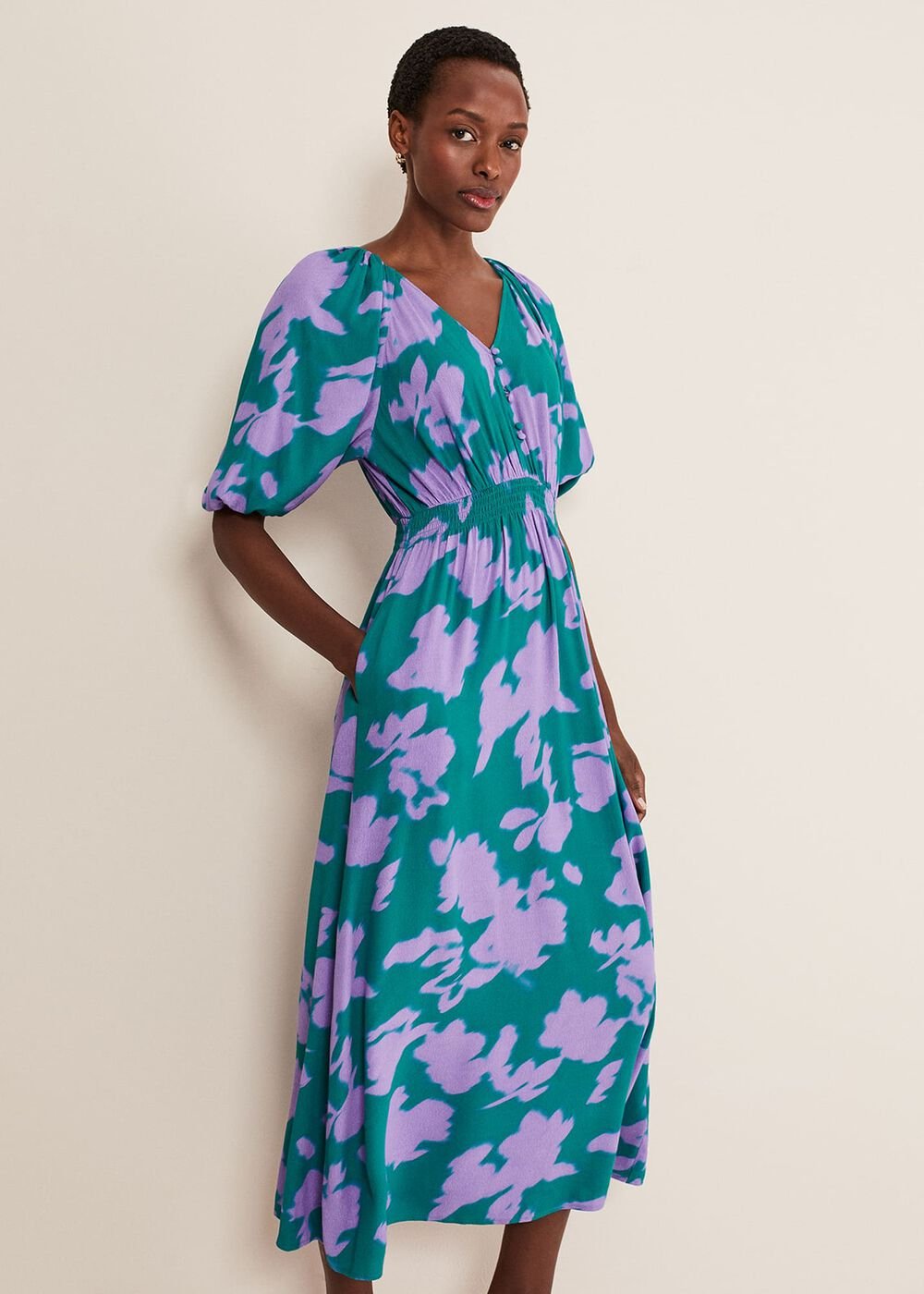 Pippa Midi Dress Green/Purple
