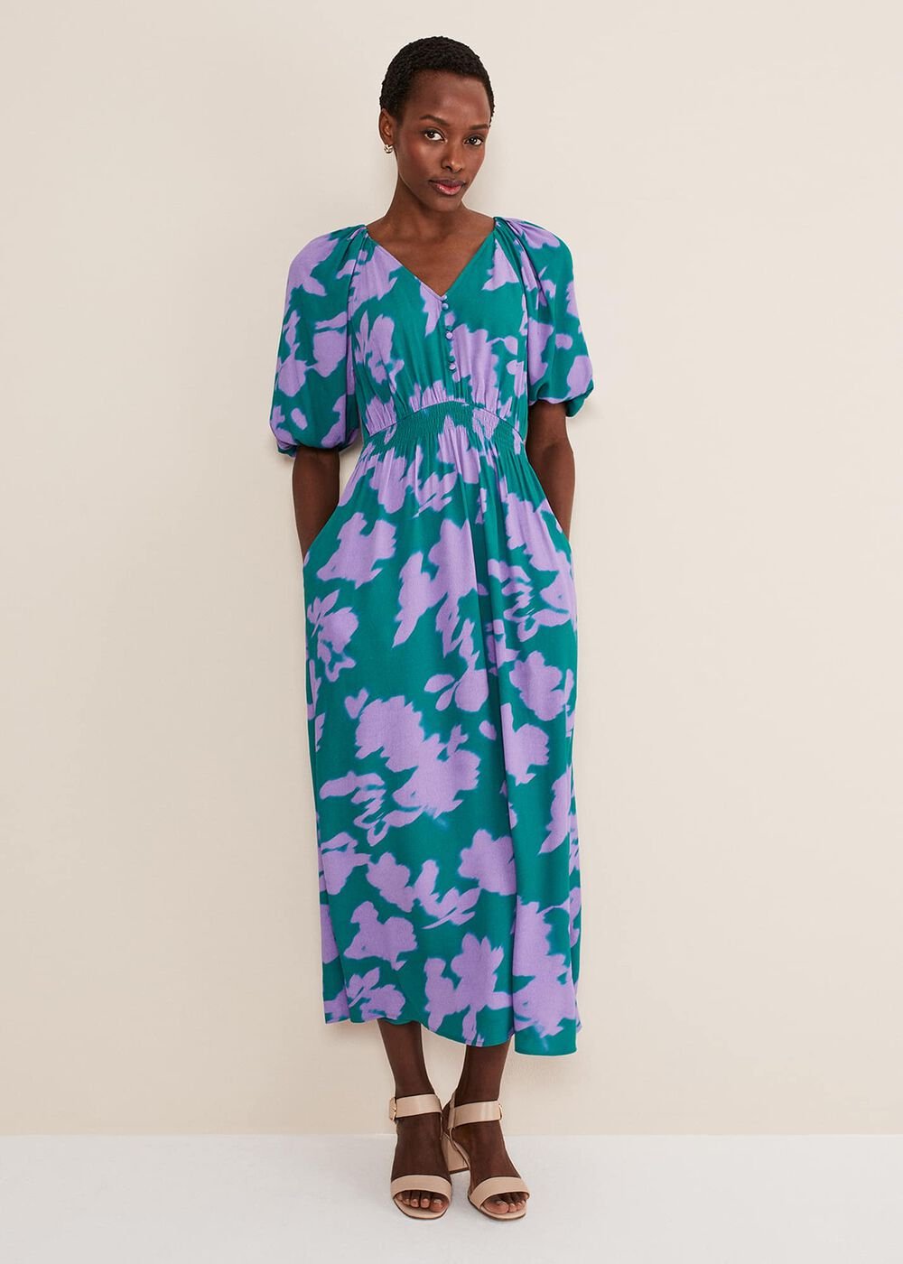 Pippa Midi Dress Green/Purple
