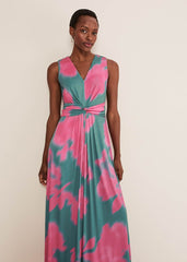 Madison Abstract Maxi Dress Pink/Green