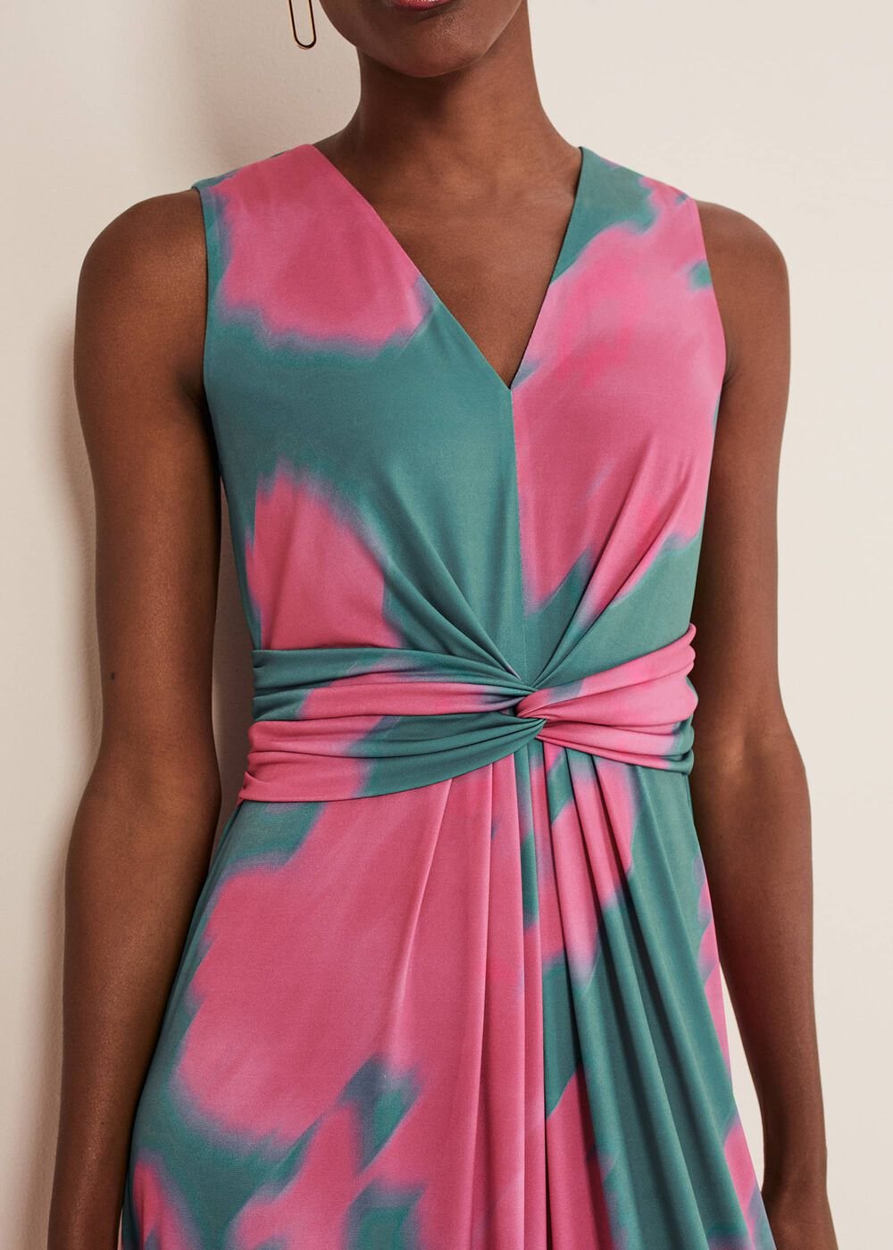 Madison Abstract Maxi Dress Pink/Green