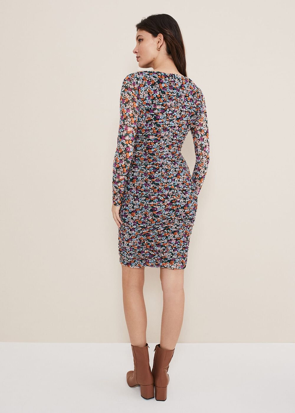 Serena Jersey Floral Midi Dress Multi-Coloured