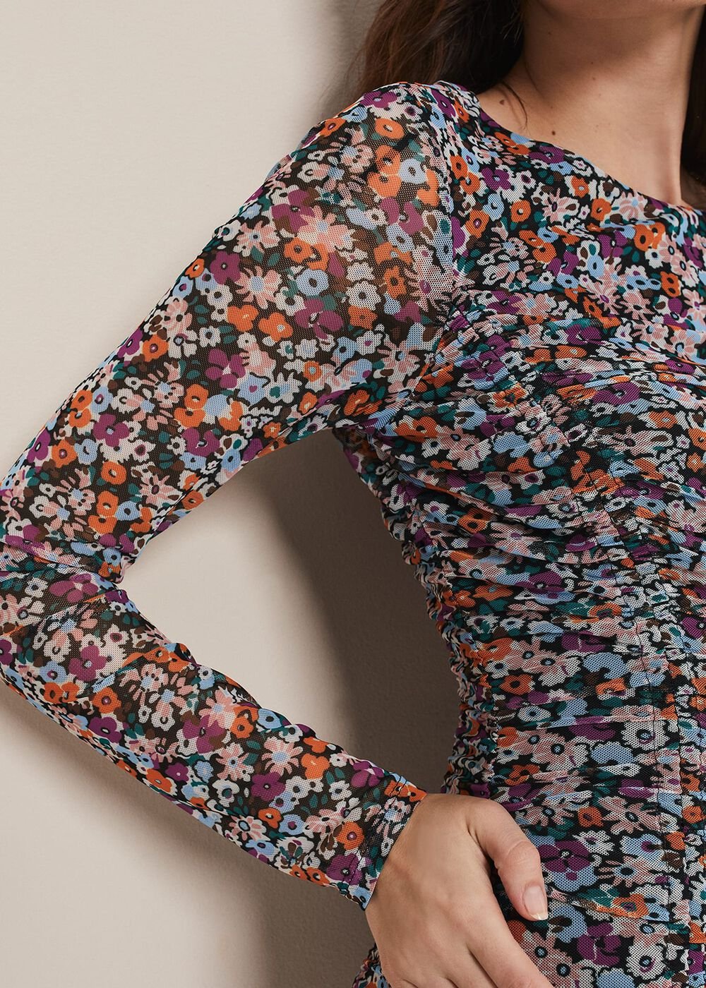 Serena Jersey Floral Midi Dress Multi-Coloured