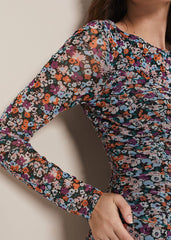 Serena Jersey Floral Midi Dress Multi-Coloured