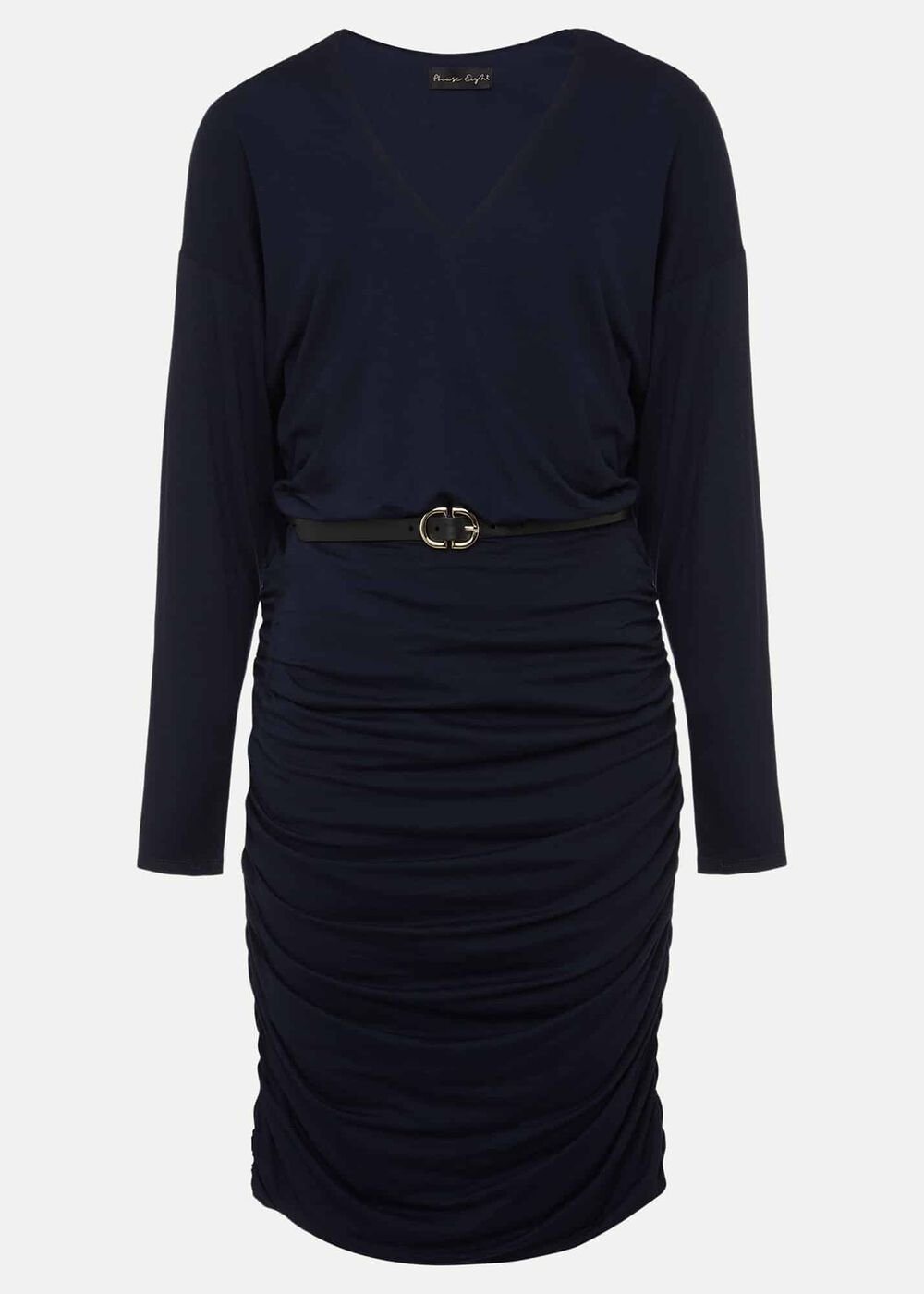 Jules Jersey Belted Batwing Dress Navy