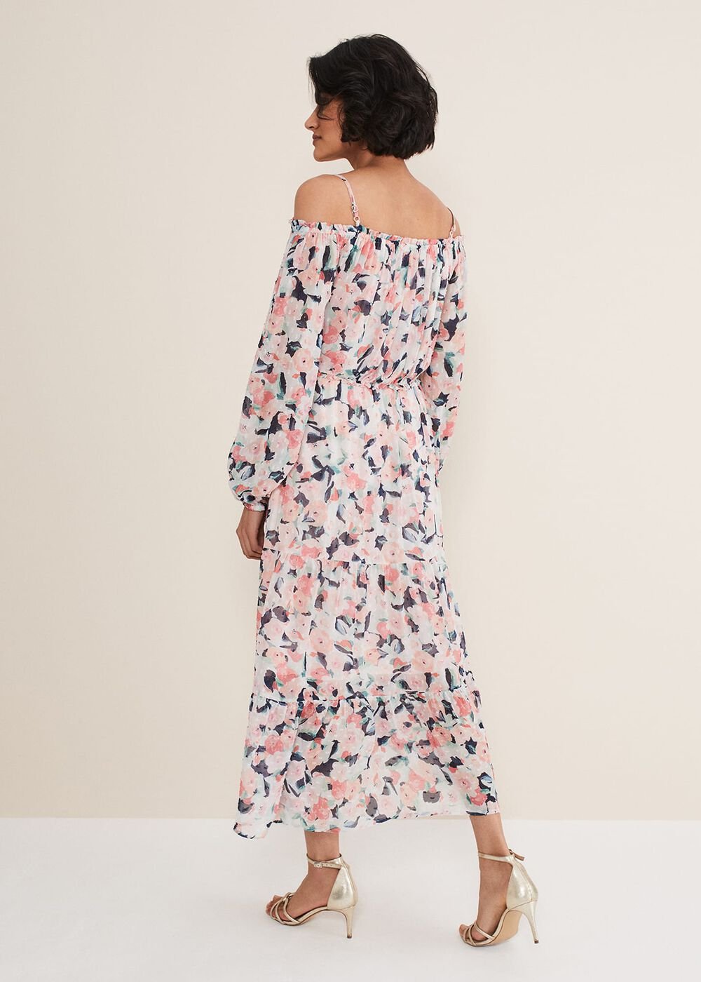 Vicky Off Shoulder Printed Dress Multi-Coloured
