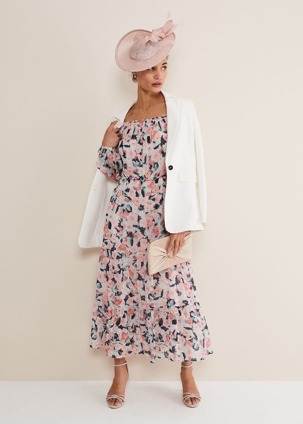 Vicky Off Shoulder Printed Dress Multi-Coloured