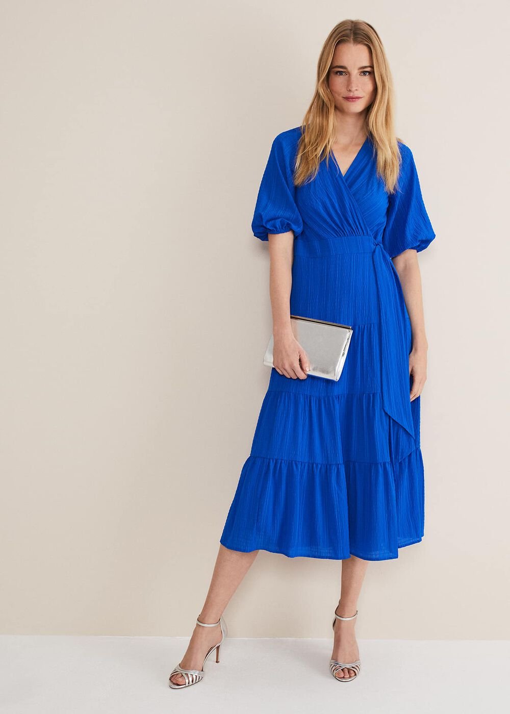 Morven Blue Wrap Midi Dress Cobalt