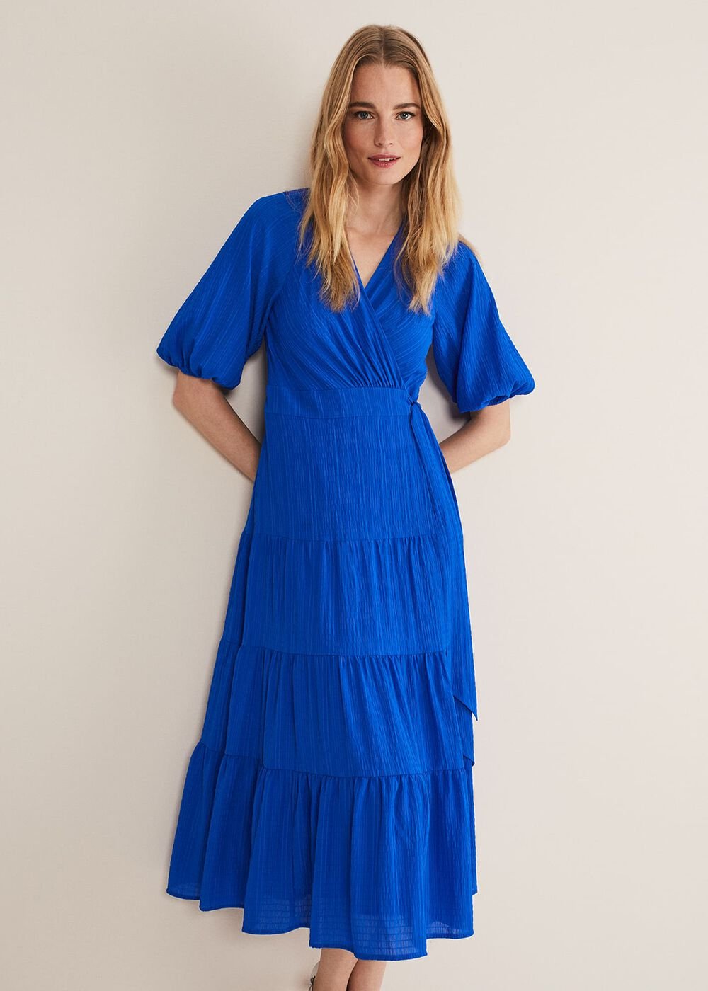 Morven Blue Wrap Midi Dress Cobalt