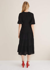 Morven Green Wrap Midi Dress Black