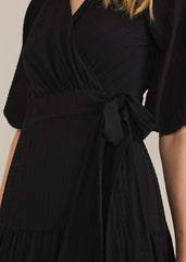 Morven Green Wrap Midi Dress Black